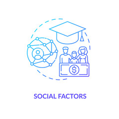 Social factors concept icon. Purchase decision factor idea thin line illustration. Sharing indirect relationship. Co-workers. Interaction on regular basis. Vector isolated outline RGB color drawing - obrazy, fototapety, plakaty