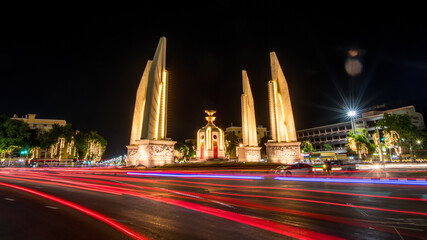 Fototapeta na wymiar Democracy Monument at Night in Bangkok, Thailand
