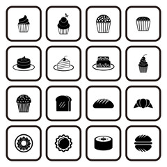 cake and bakery icon set vector sign symbol