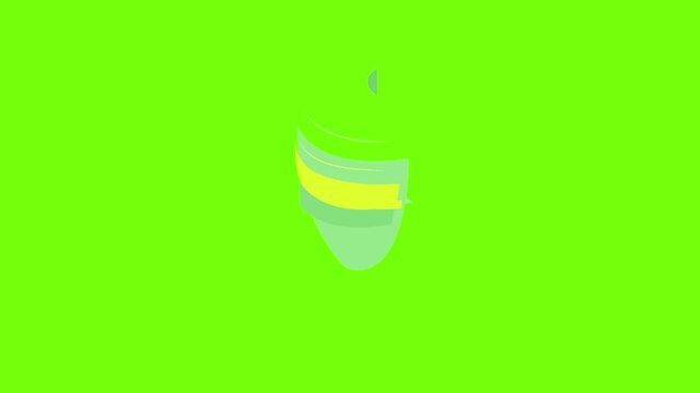 Normal shield icon animation cartoon object on green screen background