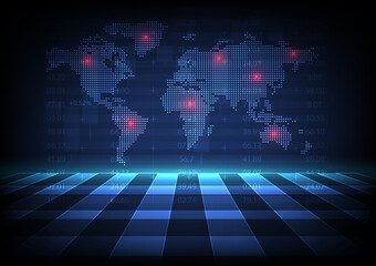 world map on digital screen