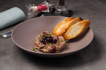 liver pate with drunk cherries and crispy baguette