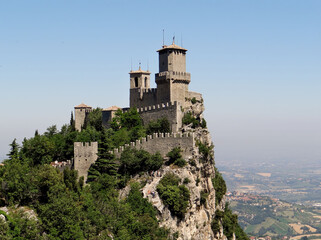 Fototapeta na wymiar Guaita Fortress (La Rocca) on Mount Titano. Republic of San Marino