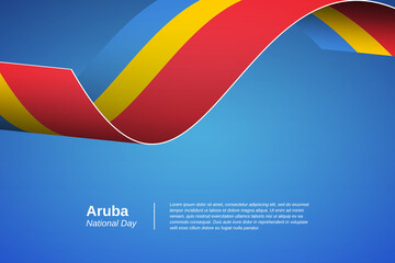 Happy national day of Aruba. Creative waving flag banner background. Greeting patriotic nation vector