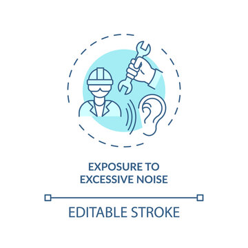 Exposure to excessive noise concept icon. Hearing loss cause idea thin line illustration. Cochlea cells and membranes damage. Vector isolated outline RGB color drawing. Editable stroke