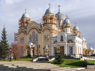 Fototapeta na wymiar Holy Cross Cathedral and St. Nicholas Church. Verkhoturye, Sverdlovsk region. Russia