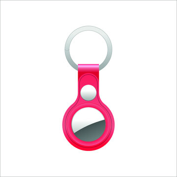 Apple Airtag, illustration of a Red leather key ring