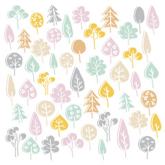 Scandinavian forest textile graphics. Woodland illustration. Pattern.