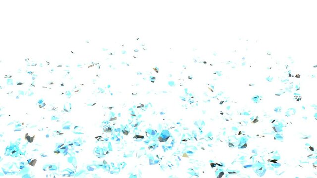 Explosion blue glass pieces 3d style Technology concept super slow motion 1000fps 4k