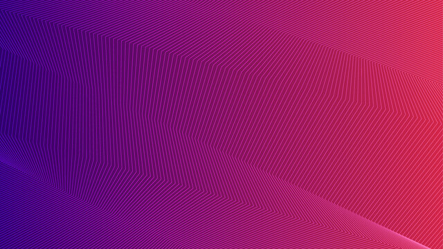 Abstract Gradient Background With Futuristic Geometric Lines Pattern. Modern Background Vector For Technology, Business, Finance. Purple And Orange Background.