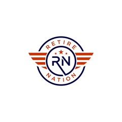 vintage letter RN logo,retire nation vector with emblem vector illustration