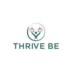 thrive logo design and wellness leaf vector illustration