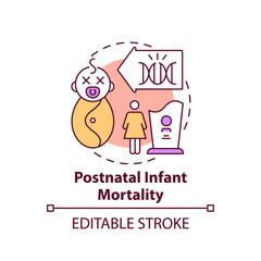 Postnatal infant mortality concept icon. Postpartum, neonatal death. Baby illness. Genetic disease idea thin line illustration. Vector isolated outline RGB color drawing. Editable stroke - obrazy, fototapety, plakaty