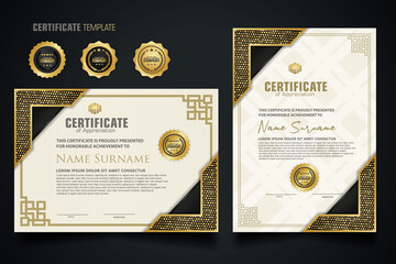 Luxury certificate template with elegant corner frame and realistic texture pattern, diploma Vector illustration