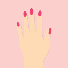 female hand with pink nails- vector illustration