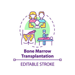 Bone marrow transplantation concept icon. Donor from family for surgical procedure. Genetic disease idea thin line illustration. Vector isolated outline RGB color drawing. Editable stroke