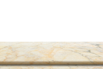 Empty top of marble stone table on white background. can be used for product display