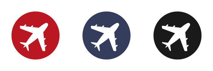 Set the airplane icon. Flat style. Vector illustration.