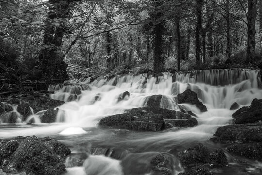 Black & White image Waterfall at Dun a Rí Forest Park, Kingscourt County Cavan Ireland