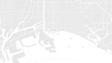Light grey and white Long Beach city area vector background map, streets and water cartography illustration. - obrazy, fototapety, plakaty