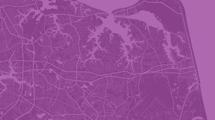 Pink Virginia Beach city area vector background map, streets and water cartography illustration.