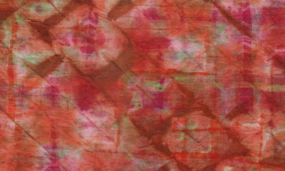 close up of orange red floral tie dye pattern textile background wallpaper graffiti vector graphic illustration surface.