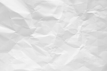 White crumpled paper texture background.