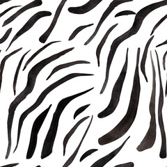 Zebra stripes watercolor seamless pattern. Template for decorating designs and illustrations.
