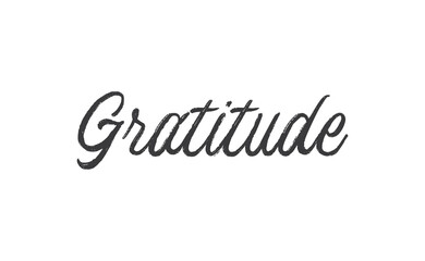 Gratitude word lettering design. Hand drawn lettering style. Thankful and motivational message.
