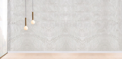 new empty room and interior design, hanging lamp. 3D illustration