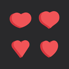 3d heart set, flat style design. Love symbol for valentine's day.