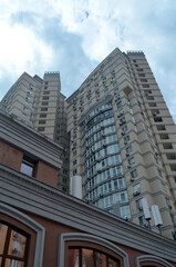 Fototapeta na wymiar Modern residential area in Kiev. Exterior.Streets,buildings,detales. 