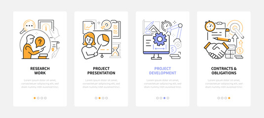 Project management - modern line design style web banners