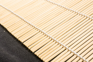 brown bamboo Mat - stand food, close-up, macro