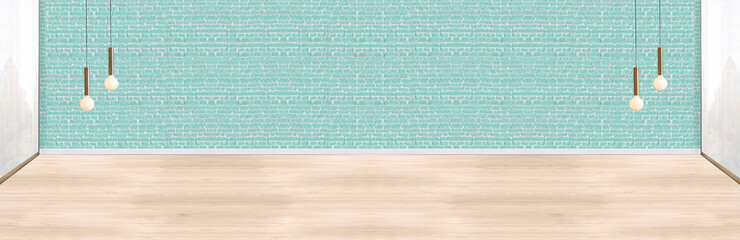 new empty room and interior design, hanging lamp. 3D illustration