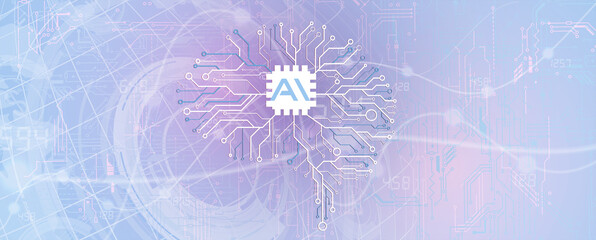 Abstract Artificial intelligence. Cloud computing. Machine learning. Technology web background. Virtual concept