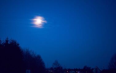  moon on night sky, blue hour                              