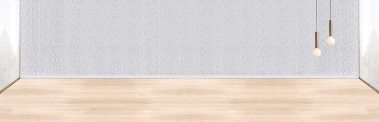 new empty room and interior design, hanging lamp. 3D illustration