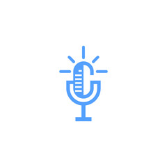  letter C for creative microphone podcast logo design