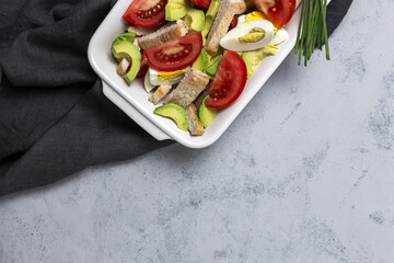Healthy Egg, Chicken, Avocado and Tomato Salad