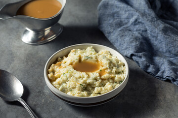 Healthy Homemade Creamy Mashed Potatoes with Gravy