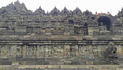 Borobudur temple building looks strong and magnificent. Being the center of attention of visitors