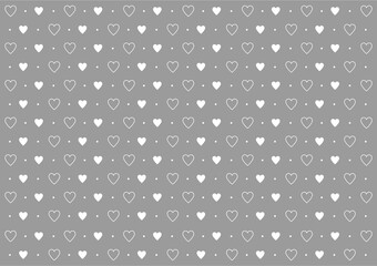 Modern pattern with hearts on grey background, art, cute card, concept of love, design for decoration, wrapping paper, print, fabric or textile, romantic, isolated, nice design, vector illustration
