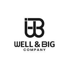 Monogram Initial Letter W B WB BW Simple Elegant Minimalist Unique Retro Vintage Logo Design Template