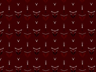 Obraz premium Maroon ajrak block print abstract geometric block pattern for textile design background wall paper tile decor with brown white and black color