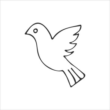 Hand drawn dove icon isolated on white background. Symbol of peace and the Holy Spirit in Christianity. Religion and Christianity. Vector illustration