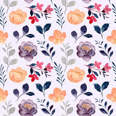 Seamless pattern of flower watercolor