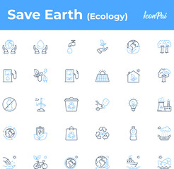 Save earth ecology environment icon set