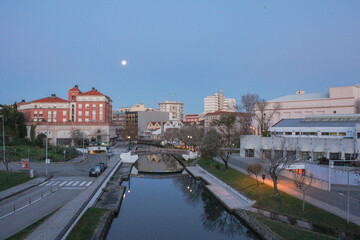 Urban landscape, partial view of tourist spots in the region within the city of Aveiro, District of Aveiro Portugal.