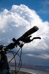 Fototapeta na wymiar Bicycle View and the Clouds